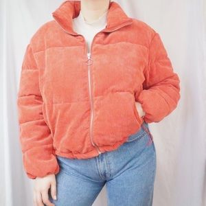 Ginger orange ribbed puffer coat